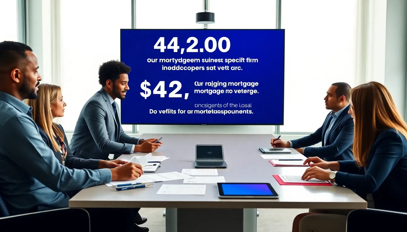 diverse veterans discussing mortgage reduction options in a modern office.