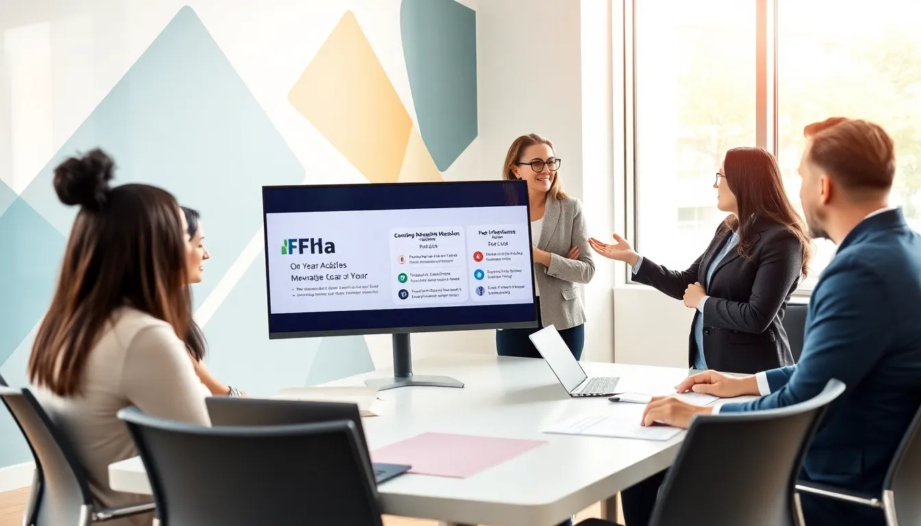 diverse group discussing FHA loans with a mortgage advisor.